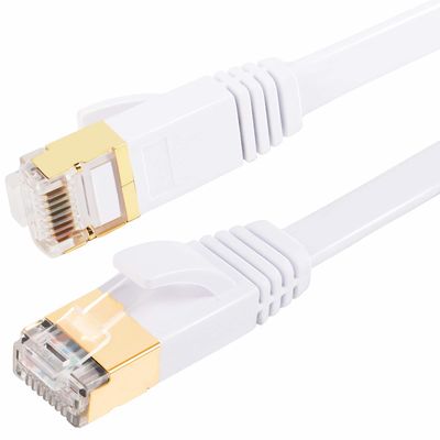 Flat Ethernet Cat7 Patch Cord SFTP θωρακισμένο πολλαπλών χρήσεων λευκό χρώμα