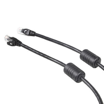 24AWG μαύρη γάτα 6, συνδετήρας καλωδίων Ethernet RJ45 100 FT σκοινιού Ethernet