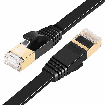 Μαύρο καλώδιο δικτύων Cat7 επίπεδο, SFTP επειδή επίπεδο σκοινί μπαλωμάτων δοκιμής καναλιών περασμάτων