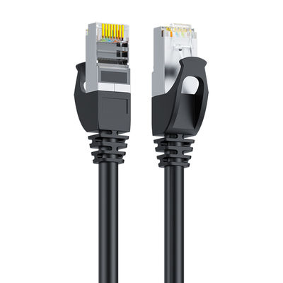 Μαύρο SFTP Cat6 Patch Cord Double Shielded 24AWG Pure Copper RJ45 Connector