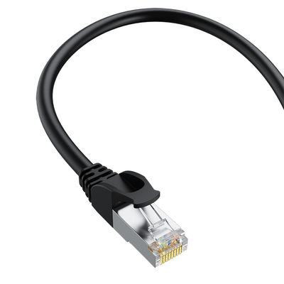 Μαύρο SFTP Cat6 Patch Cord Double Shielded 24AWG Pure Copper RJ45 Connector