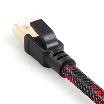 Καλώδιο Patch για εξωτερικούς χώρους Cat8 Nylon Braided Red Black 26AWG 40Gbps