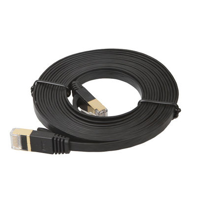 Πρακτικό Μαύρο Cat6 Επίπεδο Καλώδιο Ethernet με χρυσές θωρακισμένες υποδοχές Snagless Rj45