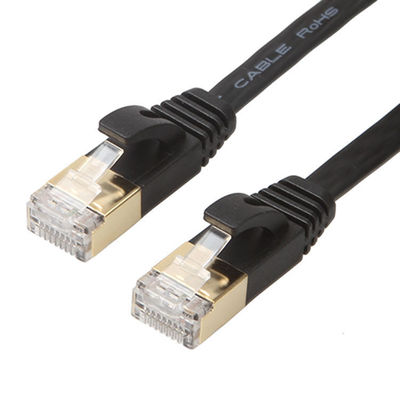 Πρακτικό Μαύρο Cat6 Επίπεδο Καλώδιο Ethernet με χρυσές θωρακισμένες υποδοχές Snagless Rj45