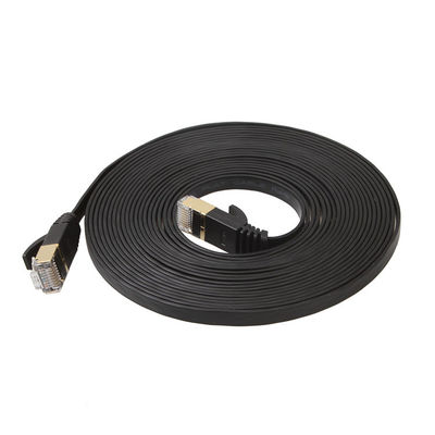 Πρακτικό Μαύρο Cat6 Επίπεδο Καλώδιο Ethernet με χρυσές θωρακισμένες υποδοχές Snagless Rj45