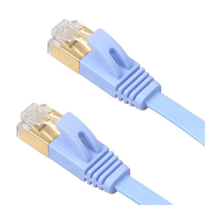 4 Cat6 επίπεδου Ethernet του τοπικού LAN FT μπλε καλωδίων με προστατευμένους τους χρυσός συνδετήρες Snagless Rj45