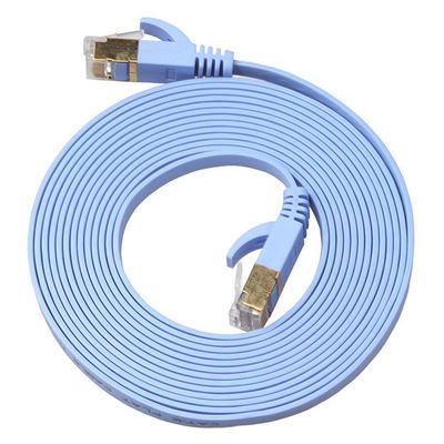 4 Cat6 επίπεδου Ethernet του τοπικού LAN FT μπλε καλωδίων με προστατευμένους τους χρυσός συνδετήρες Snagless Rj45