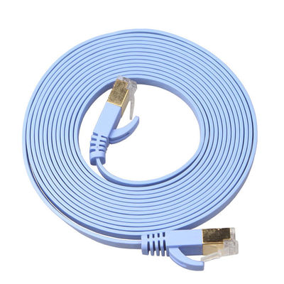 4 Cat6 επίπεδου Ethernet του τοπικού LAN FT μπλε καλωδίων με προστατευμένους τους χρυσός συνδετήρες Snagless Rj45