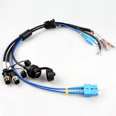 Αεροδιαστημική αδιάβροχη συνέλευση M12+USB Female+Fiber καλωδίων λουριών καλωδίων οπτική