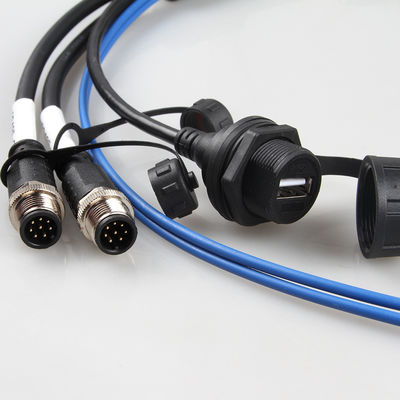 Αεροδιαστημική αδιάβροχη συνέλευση M12+USB Female+Fiber καλωδίων λουριών καλωδίων οπτική
