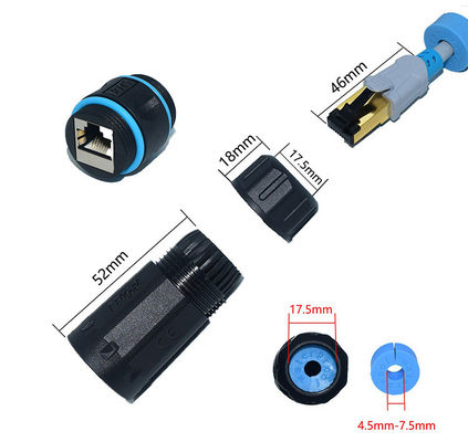Υπαίθριο θηλυκό συνδετήρων CAT6 STP IP68 ευθύγραμμο αδιάβροχο στο θηλυκό