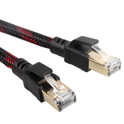 Καλώδιο Patch για εξωτερικούς χώρους Cat8 Nylon Braided Red Black 26AWG 40Gbps