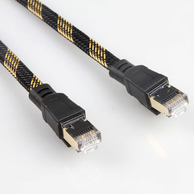 Το σταθερό νάυλον καλωδίων μπαλωμάτων RJ45 Cat8 έπλεξε τη μαύρη κίτρινη υψηλή ταχύτητα