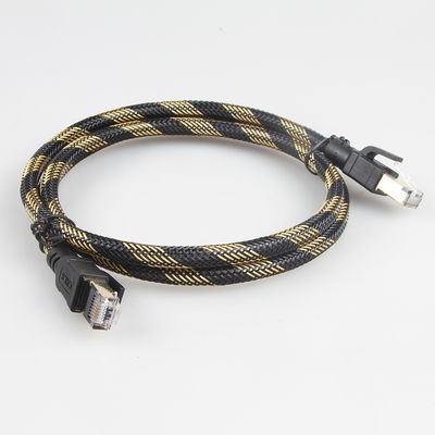 Γάτα 8 SFTP RJ45 υπαίθριος πλεγμένος νάυλον μαύρος κίτρινος καλωδίων Ethernet