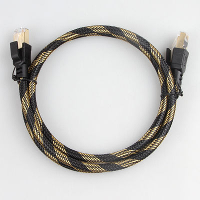 Γάτα 8 SFTP RJ45 υπαίθριος πλεγμένος νάυλον μαύρος κίτρινος καλωδίων Ethernet