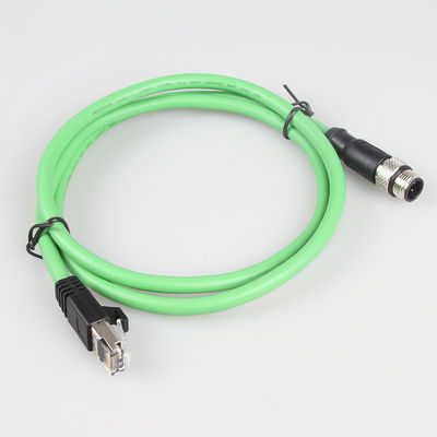 Πράσινο καλώδιο M12 4Pin Ethernet καμερών βιομηχανικό στο σταύλο RJ45 Gigabit