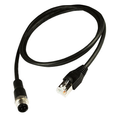 M12 μαύρο χρώμα καλωδίων Cat5e Cat6 Rj45 Gigabit στο βιομηχανικό Ethernet