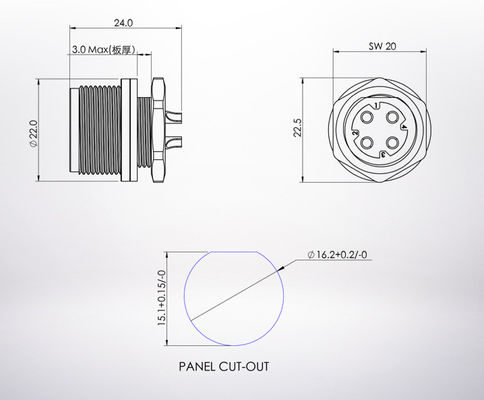 IP68 αδιάβροχος βιομηχανικός συνδετήρας M16 4pins καλωδίων λουριών καλωδίων σε XH2.5