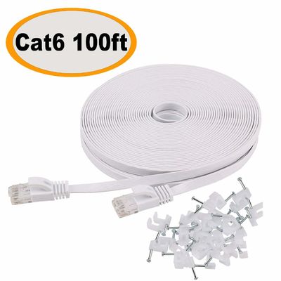 Υπαίθριο εσωτερικό σκοινί μπαλωμάτων Cat6 100 λεπτός επίπεδος ανθεκτικός FT 10Gbps