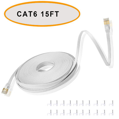 Cat 6 Ethernet Flat Patch Cable 50 Ft Λευκό Χρώμα Unshielded Twisted Pair