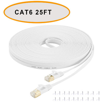 Cat 6 Ethernet Flat Patch Cable 50 Ft Λευκό Χρώμα Unshielded Twisted Pair