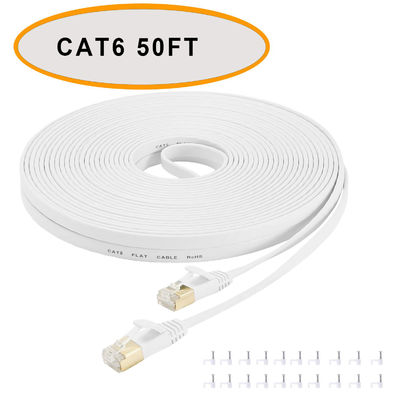 Cat 6 Ethernet Flat Patch Cable 50 Ft Λευκό Χρώμα Unshielded Twisted Pair
